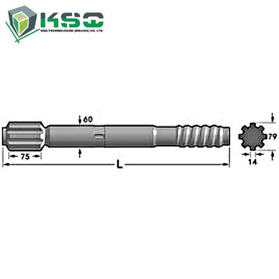 Drill Stone Quarry Shank Adapter , T45 / T60 670mm Rock Drilling Tools